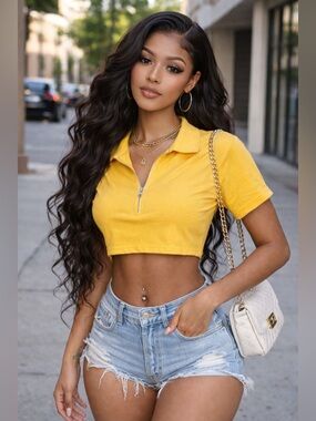 Yellow Zip-Front Polo Tee - Kids